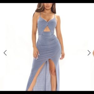 Long blue Maxi dress cut out size xs